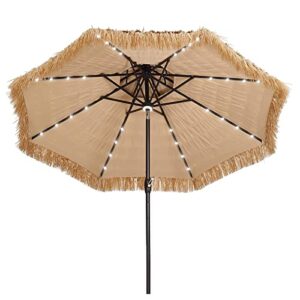 gdy 10ft 40 led hula thatched tiki umbrella, hawaiian style beach patio umbrellas with center light for patio garden beach pool backyard