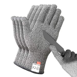 deyan cut resistant gloves - 2 pairs food grade safety cutting gloves, level 5 protection, used for meat cutting, oyster shucking, wood carving, gardening (large)