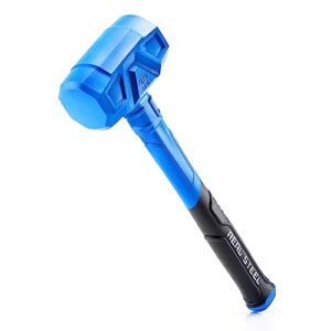 real steel dead blow hammer with carbon steel core handle, marring and sparking resistant rubber mallet, 45 ounce (0318)