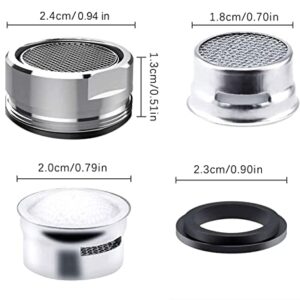3 Pack Kitchen Faucet Aerator, ZYLONE 0.94 Inch 24mm Faucet Aerators Replacement Parts with Brass Shell,Male Thread Aerator Faucet Filter with Gasket For Kitchen (Silver)