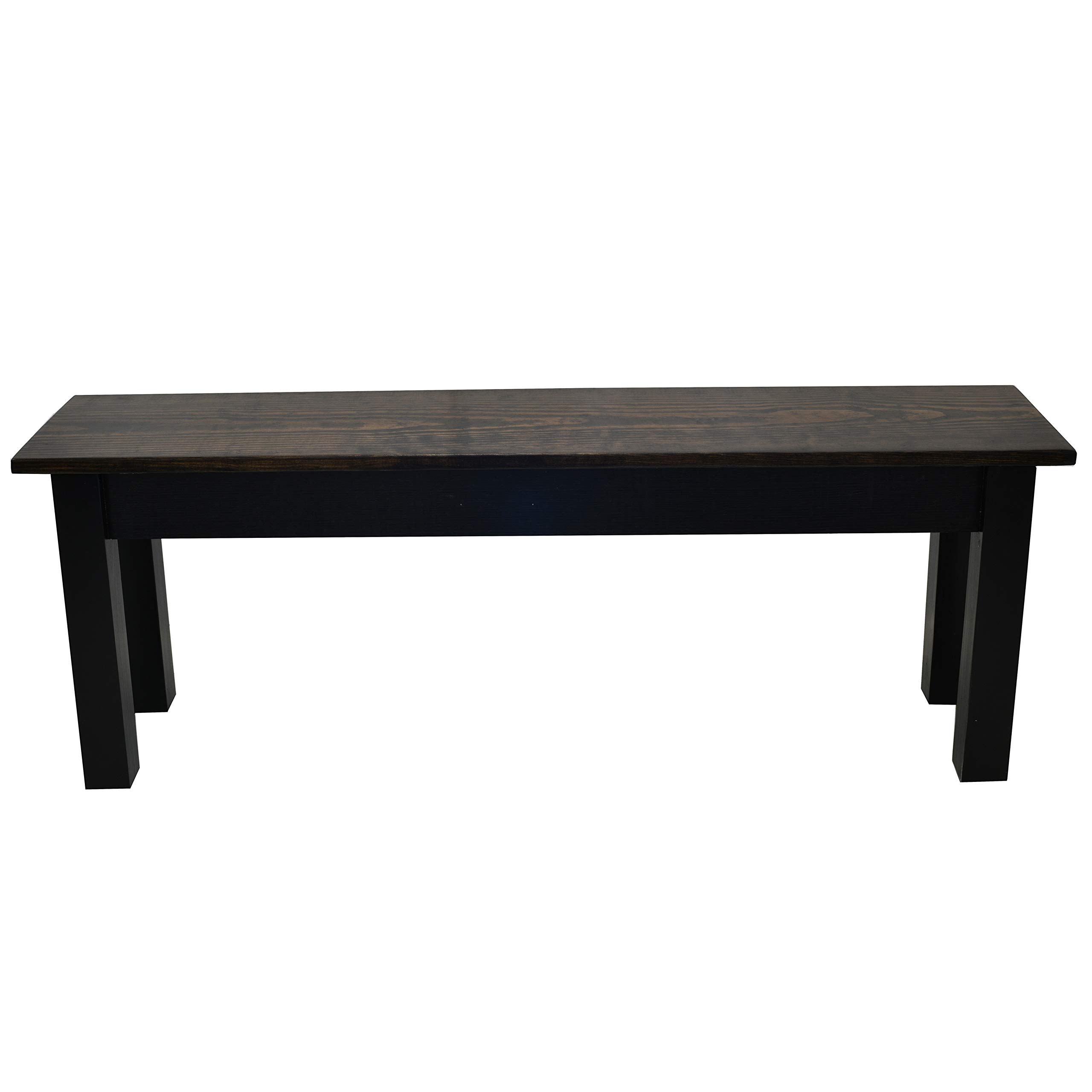 Dark Walnut & Black Farmhouse Bench