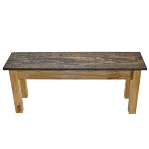 Dark Walnut & Golden Oak Farmhouse Bench