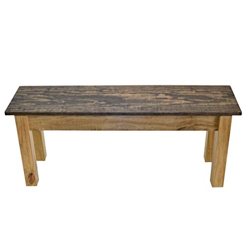 Dark Walnut & Golden Oak Farmhouse Bench