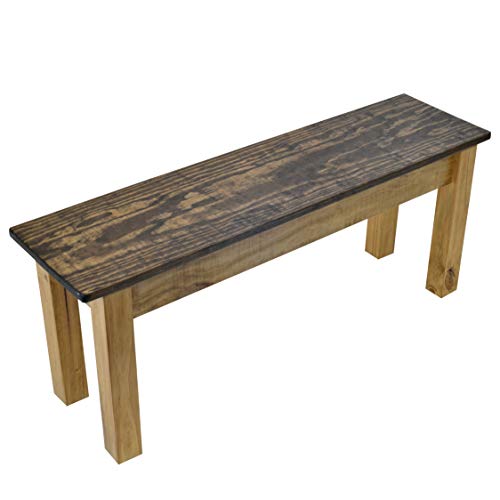 Dark Walnut & Golden Oak Farmhouse Bench