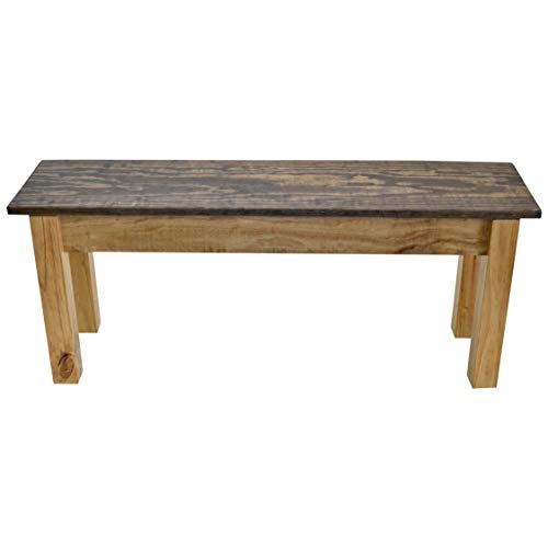 Dark Walnut & Golden Oak Farmhouse Bench