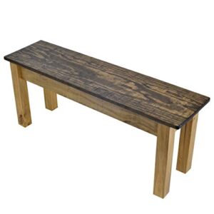 Dark Walnut & Golden Oak Farmhouse Bench