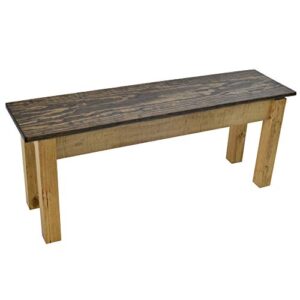 Dark Walnut & Golden Oak Farmhouse Bench