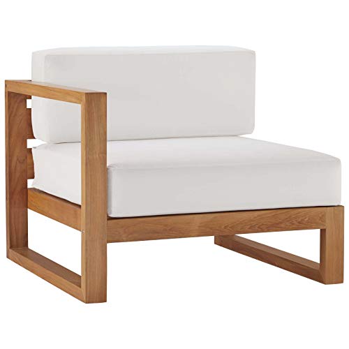Modway EEI-4256-NAT-WHI-SET Upland Patio Teak Wood 2-Piece Sectional Sofa Loveseat, Natural White