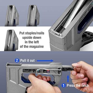 WORKPRO Staple Gun Heavy-Duty, 4-in-1 Aluminum Alloy Staple Gun for Upholstery with 1400 Staples and 600 Brad Nails, Stapler for Upholstery, Decoration, DIY, Furniture, Doors and Windows