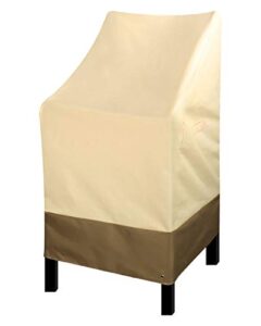 high back patio chair covers waterproof heavy duty stackable outdoor bar stool cover beige patio furniture covers outside lounge deep seat covers, lawn chair covers, high back, beige and brown, 1 pack