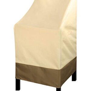 High Back Patio Chair Covers Waterproof Heavy Duty Stackable Outdoor Bar Stool Cover Beige Patio Furniture Covers Outside Lounge Deep Seat Covers, Lawn Chair Covers, High Back, Beige and Brown, 1 Pack