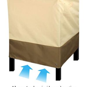 High Back Patio Chair Covers Waterproof Heavy Duty Stackable Outdoor Bar Stool Cover Beige Patio Furniture Covers Outside Lounge Deep Seat Covers, Lawn Chair Covers, High Back, Beige and Brown, 1 Pack