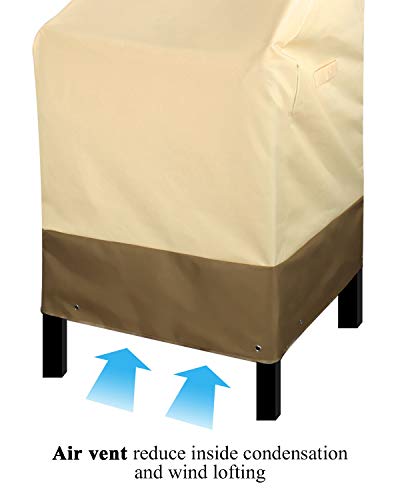 High Back Patio Chair Covers Waterproof Heavy Duty Stackable Outdoor Bar Stool Cover Beige Patio Furniture Covers Outside Lounge Deep Seat Covers, Lawn Chair Covers, High Back, Beige and Brown, 1 Pack