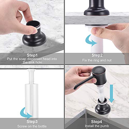 Dish Soap Dispenser for Kitchen Sink Lotion Dispenser 17 OZ Bottle Built in Design Refill from The Top (Oil Rubbed Bronze)