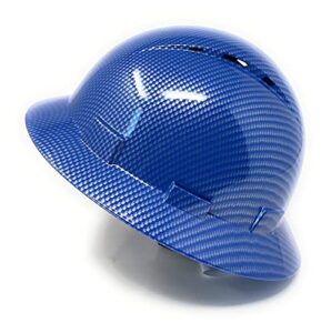 hdpe hydro dipped full brim hard hat with fas-trac suspension (blue & silver)