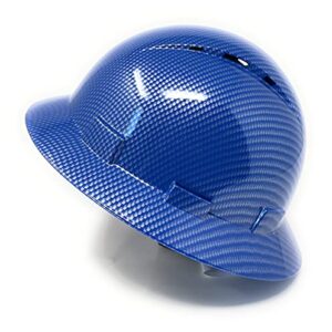 HDPE Hydro Dipped Full Brim Hard Hat with Fas-trac Suspension (Blue & Silver)