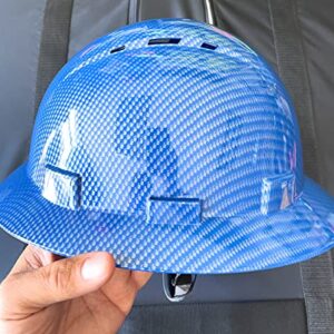 HDPE Hydro Dipped Full Brim Hard Hat with Fas-trac Suspension (Blue & Silver)