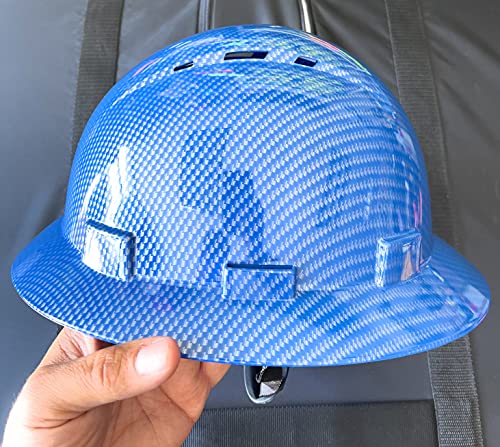 HDPE Hydro Dipped Full Brim Hard Hat with Fas-trac Suspension (Blue & Silver)