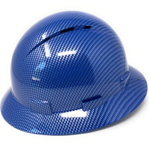 HDPE Hydro Dipped Full Brim Hard Hat with Fas-trac Suspension (Blue & Silver)