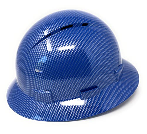 HDPE Hydro Dipped Full Brim Hard Hat with Fas-trac Suspension (Blue & Silver)