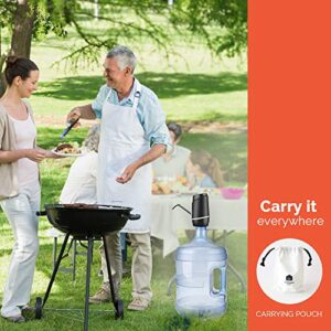 Water Dispenser 5 Gallon Pump by SoGood - Carrying Pouch for Camping - 2 Hoses - Water Jug Dispenser - BPA Free - Water Gallon Dispenser - Automatic - USB Charging - Ideal for Outdoor or Kitchen