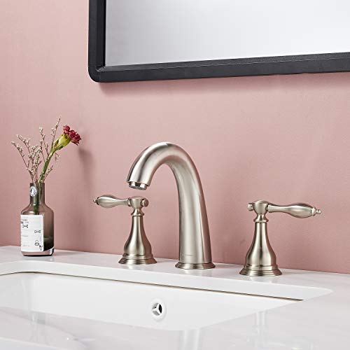 RODDEX Widespread Bathroom Sink Faucets 8 Inch Two Handle 3 Hole Vanity Bathroom Faucet with Drainage,Brushed Nickel …