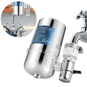 Faucet Water Filter, Stainless Steel Water Purifier with ACF Filter Element, Reduce Chlorine Speedy Flow-Double Outlet Faucet Filtration Design to Improve Hard Wate rFor Faucets-Fits Standard Faucets