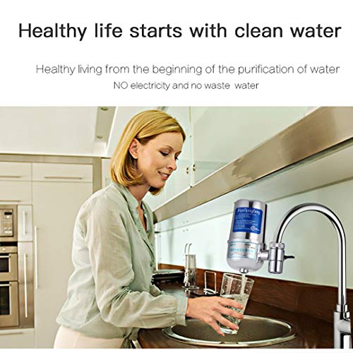 Faucet Water Filter, Stainless Steel Water Purifier with ACF Filter Element, Reduce Chlorine Speedy Flow-Double Outlet Faucet Filtration Design to Improve Hard Wate rFor Faucets-Fits Standard Faucets