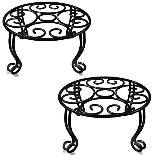 TREEZITEK 6 in Tall Plant Stand 11.8'' Diameter for Large Flower Pot Heavy Duty Potted Holder Indoor Outdoor Metal Rustproof Iron Garden Container Round Supports Rack for Planter,2 Pack