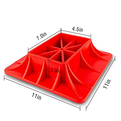 ZESUPER Off-Road Base High Lift Jack Base Plate Compatible with Hi Lift Jack PP Pad to Alleviate Jack Hoisting Sinkage (Red)