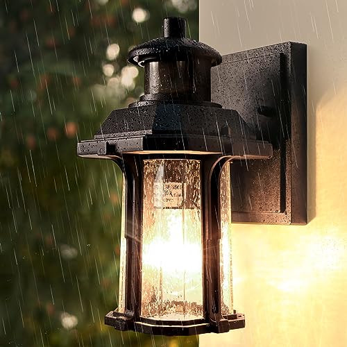 Motion Sensor Outdoor Lights, 3 Lighting Modes Porch Lights Fixture for House, Dusk to Dawn Exterior Wall Lights, Waterproof Aluminum Anti-Rust Lantern for Entryway, Bulb Not Included