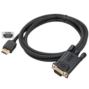 femoro hdmi to vga cable 6 feet male to male braided cord 1080p@60hz for monitor, computer, desktop, laptop, pc, projector, hdtv, game and more