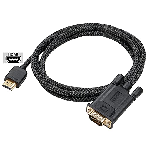 FEMORO HDMI to VGA Cable 6 Feet Male to Male Braided Cord 1080P@60Hz for Monitor, Computer, Desktop, Laptop, PC, Projector, HDTV, Game and More