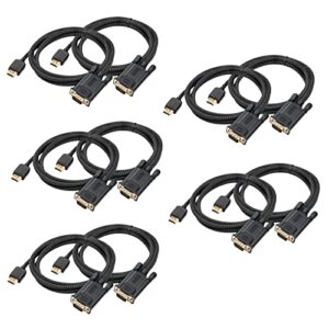 femoro hdmi to vga cable 6ft 10 pack, hdmi-to-vga adapter converter male to male braided cord for monitor computer desktop laptop pc projector hdtv and more