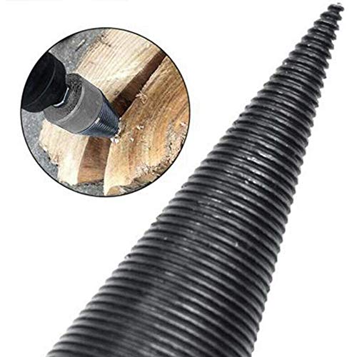 32/42mm Wood Splitting Drill Bit, Black Carbon Steel Hex Shank Screw Splitting Cone Twist Firewood Drill Bit, for Family, Outdoor, Camping, Farm (42mm)