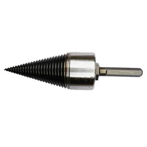 32/42mm Wood Splitting Drill Bit, Black Carbon Steel Hex Shank Screw Splitting Cone Twist Firewood Drill Bit, for Family, Outdoor, Camping, Farm (42mm)