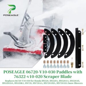 POSEAGLE 06720-V10-020 Auger Rubber Kit with 76322-V10-020 Scraper Blade Replaces Honda HS520 Paddles, Honda HS520 Paddle Kit, Honda HS720 Paddles for Honda HS520, HS720, 20 inch Snow Blowers