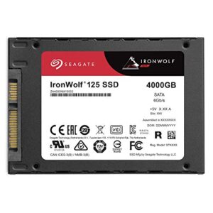 Seagate IronWolf 125 SSD 4TB NAS Internal Solid State Drive - 2.5 Inch SATA 6Gb/s speeds of up to 560MB/s, 24x7 performance with Rescue Service (ZA4000NM1A002)