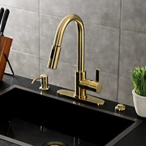 Kingston Brass LS8783CTL Continental Pull-Down Sprayer Kitchen Faucet, Brushed Brass