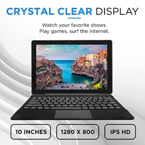 Simbans [3 Bonus Items] TangoTab 10 Inch Tablet and Keyboard 2-in-1 Laptop, 4 GB RAM, 64 GB Disk, Android 10, Mini-HDMI, Micro-USB, USB-A, Inbuilt GPS, Dual WiFi, Bluetooth Computer PC - TLX