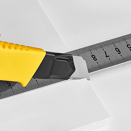 DOWELL Box Cutter Utility Knife Retractable Snap Off Blades Hobby Knife 3 Pack for Cutting Cardboard Boxes Leather (Yellow)