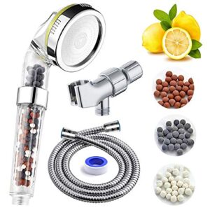prugna vitamin c filter shower head with hose and shower arm bracket, high pressure & water saving handheld shower, filter showerhead with citrus smell for repair dry skin and hair loss