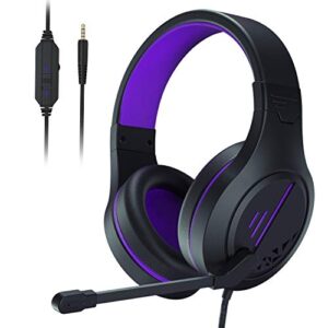 anivia pc computer headset, headphones with microphone stereo surround for pc mac laptop, noise cancelling over ear wired headset with soft memory earmuffs, compatible with switch nintendo pc laptop