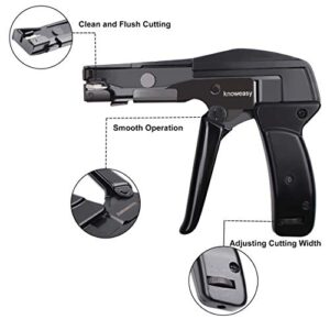 Knoweasy Cable Tie Gun and Cable Tie Tool- Fastening and Flush Cutting Tool with Steel Handle Zip Tie Tool for Nylon Cable Ties