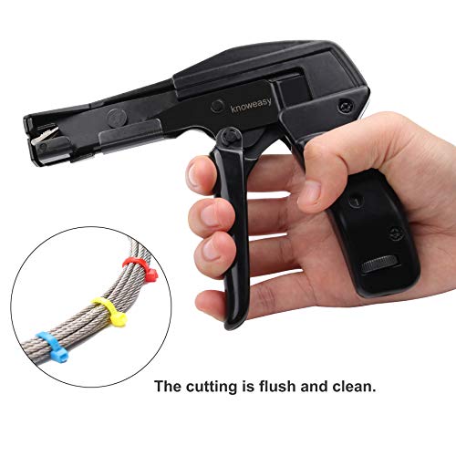 Knoweasy Cable Tie Gun and Cable Tie Tool- Fastening and Flush Cutting Tool with Steel Handle Zip Tie Tool for Nylon Cable Ties