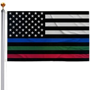 thin blue red green line american flag 3x5 outdoor- police firefighter military american flags- usa flag support fire military law enforcement officers