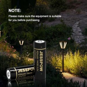JESSPOW 14430 3.2 Volt Rechargeable Solar Battery, Rechargeable LiFePo4 Batteries [ 450mAh 3.2V 8Pack ] for Outdoor Garden Light, Solar Panel Light, Tooth Brush, Shaver, Flashlight (NOT AA Battery)