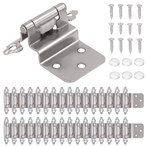 AxPower 30 PCS 3/8" Inset Hinges for Face Frame Kitchen Cabinet Door Satin Nickel Self Closing Cupboard Hinges