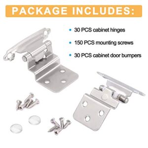 AxPower 30 PCS 3/8" Inset Hinges for Face Frame Kitchen Cabinet Door Satin Nickel Self Closing Cupboard Hinges