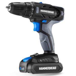hammerhead 20v 2-speed cordless drill driver kit with 1.5ah battery and charger - hcdd201